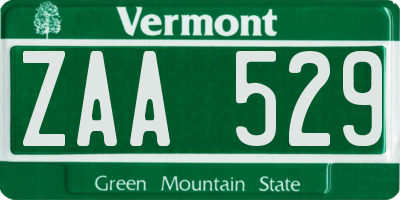 VT license plate ZAA529