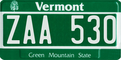 VT license plate ZAA530
