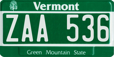 VT license plate ZAA536