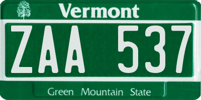 VT license plate ZAA537