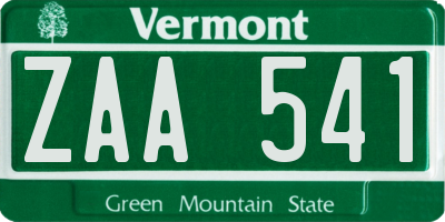 VT license plate ZAA541