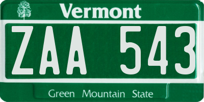 VT license plate ZAA543