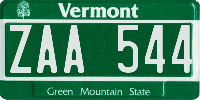 VT license plate ZAA544
