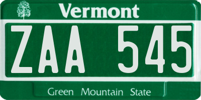 VT license plate ZAA545