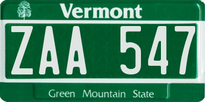 VT license plate ZAA547