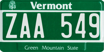 VT license plate ZAA549
