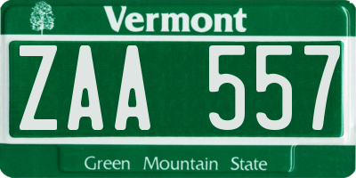 VT license plate ZAA557