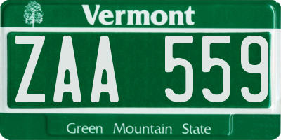 VT license plate ZAA559
