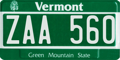 VT license plate ZAA560