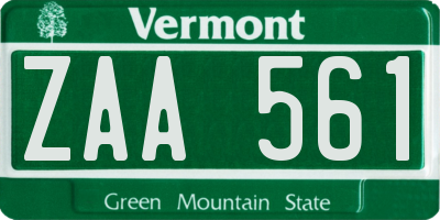 VT license plate ZAA561