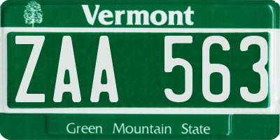 VT license plate ZAA563