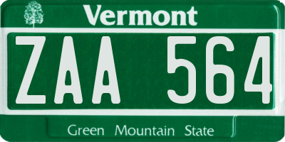 VT license plate ZAA564