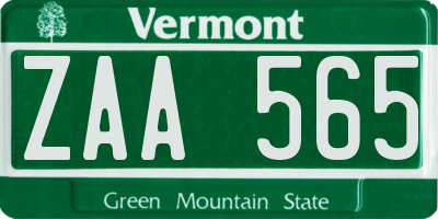 VT license plate ZAA565
