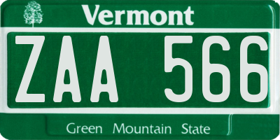 VT license plate ZAA566