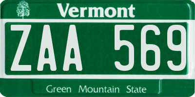VT license plate ZAA569