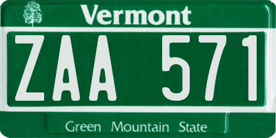 VT license plate ZAA571