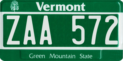 VT license plate ZAA572