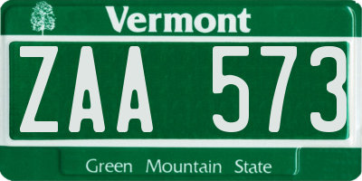 VT license plate ZAA573