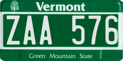 VT license plate ZAA576