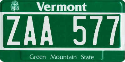 VT license plate ZAA577