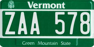 VT license plate ZAA578