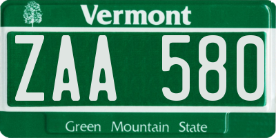 VT license plate ZAA580