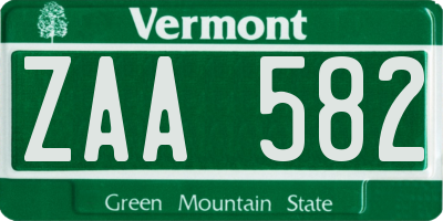 VT license plate ZAA582