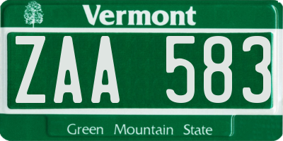 VT license plate ZAA583