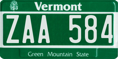 VT license plate ZAA584