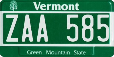 VT license plate ZAA585