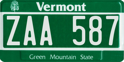 VT license plate ZAA587