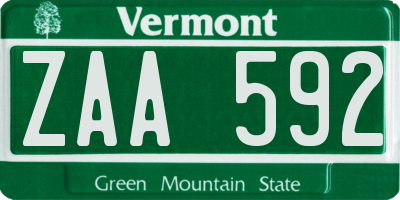 VT license plate ZAA592