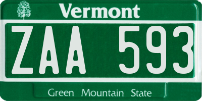 VT license plate ZAA593