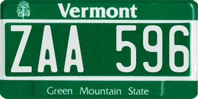 VT license plate ZAA596