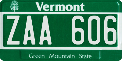 VT license plate ZAA606