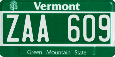 VT license plate ZAA609