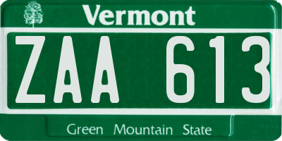 VT license plate ZAA613