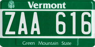VT license plate ZAA616