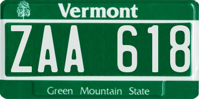VT license plate ZAA618