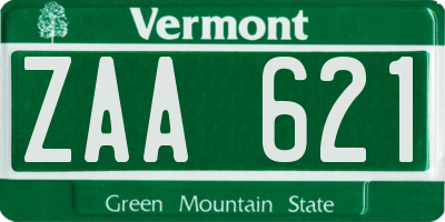 VT license plate ZAA621