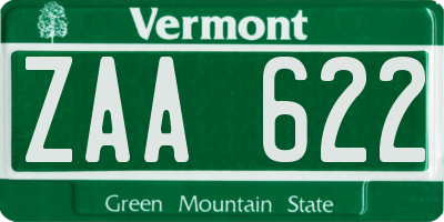 VT license plate ZAA622