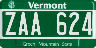 VT license plate ZAA624