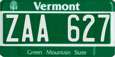 VT license plate ZAA627