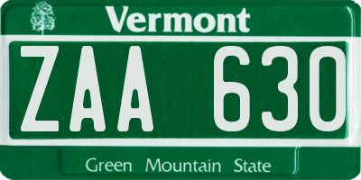 VT license plate ZAA630