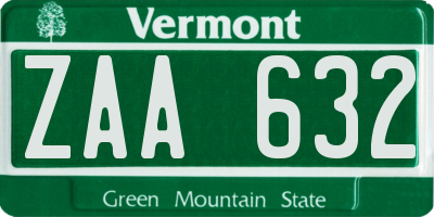 VT license plate ZAA632
