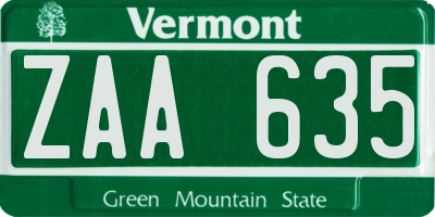 VT license plate ZAA635
