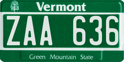 VT license plate ZAA636