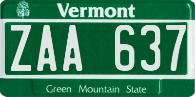VT license plate ZAA637