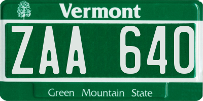 VT license plate ZAA640