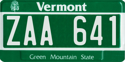 VT license plate ZAA641